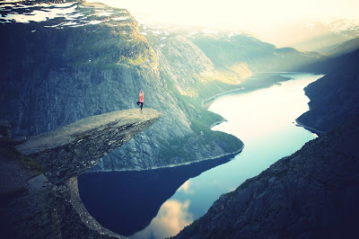 yoga on ledge